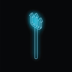 Bright neon trident glowing on a dark background, representing power, mythology, and occult themes