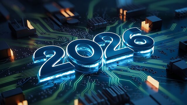 Happy new year 2026 neon lighting loading screen  design . gaming design .2026  