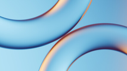 Curve shapes blue glass abstract background, 3d rendering.