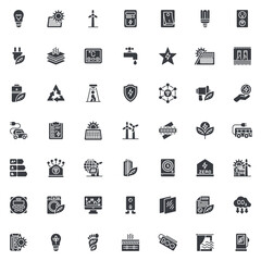 Renewable energy vector icons set