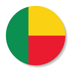 Benin circle flag. Benin flag. Button flag icon. Standard color. Circle icon flag. Computer illustration. Digital illustration. Vector illustration.