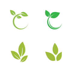 Green leaf logo vector template element symbol design