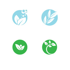 Green leaf logo vector template element symbol design