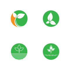 Green leaf logo vector template element symbol design