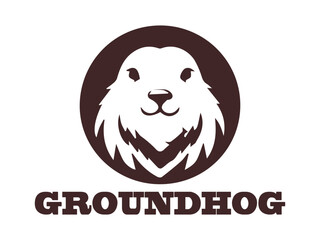 illustration vector logo groundhog on white background view. cute groundhog icon flat on white  background