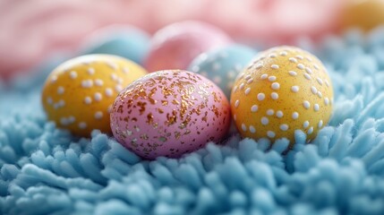 Obraz premium Colorful Decorative Easter Eggs on a Soft Pastel Background