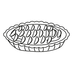 Isolated black and white French tarte tatin pie on a white background hand drawn