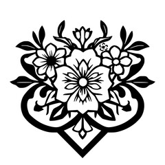 Elegant Black and White Floral Design: Vintage Botanical Line Art Print. Perfect for home decor, invitations, and more!