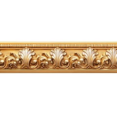 Old antique gold frame Stucco walls greek culture roman vintage style pattern line design for border isolated on white background with clipping path
