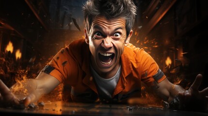 A table tennis player in an intense rally