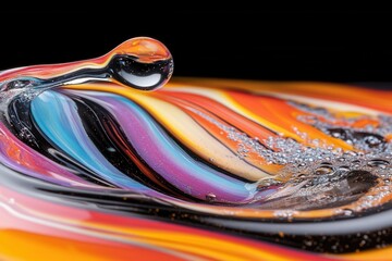 Fluid art with vibrant colors abstract liquid shapes