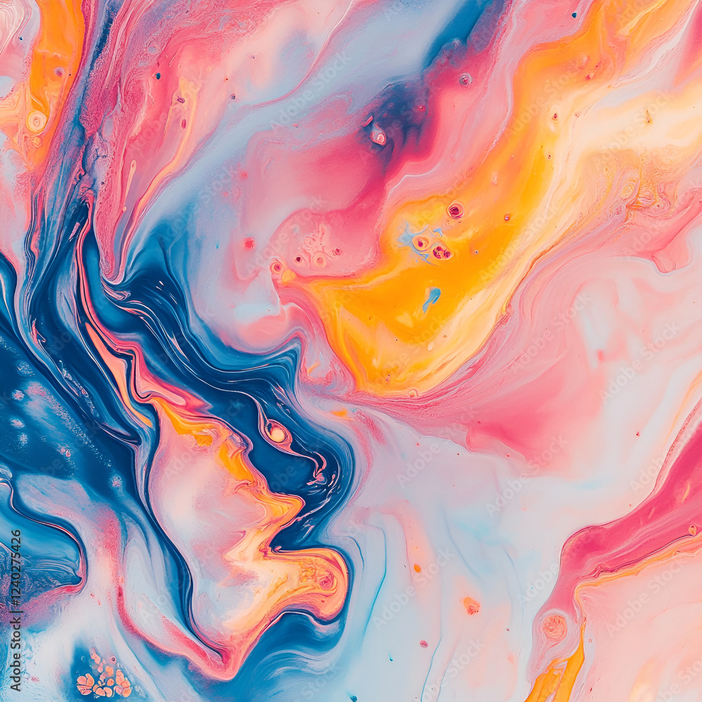 Poster colorful fluid swirls: a vibrant abstract composition features an explosion of swirling colors, crea