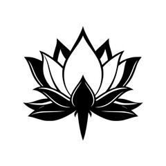 Black and White Lotus Flower: Elegant Floral Design, Botanical Illustration, Nature Symbol, Sacred Geometry, Spiritual Art, Simple Minimalist Vector Graphic