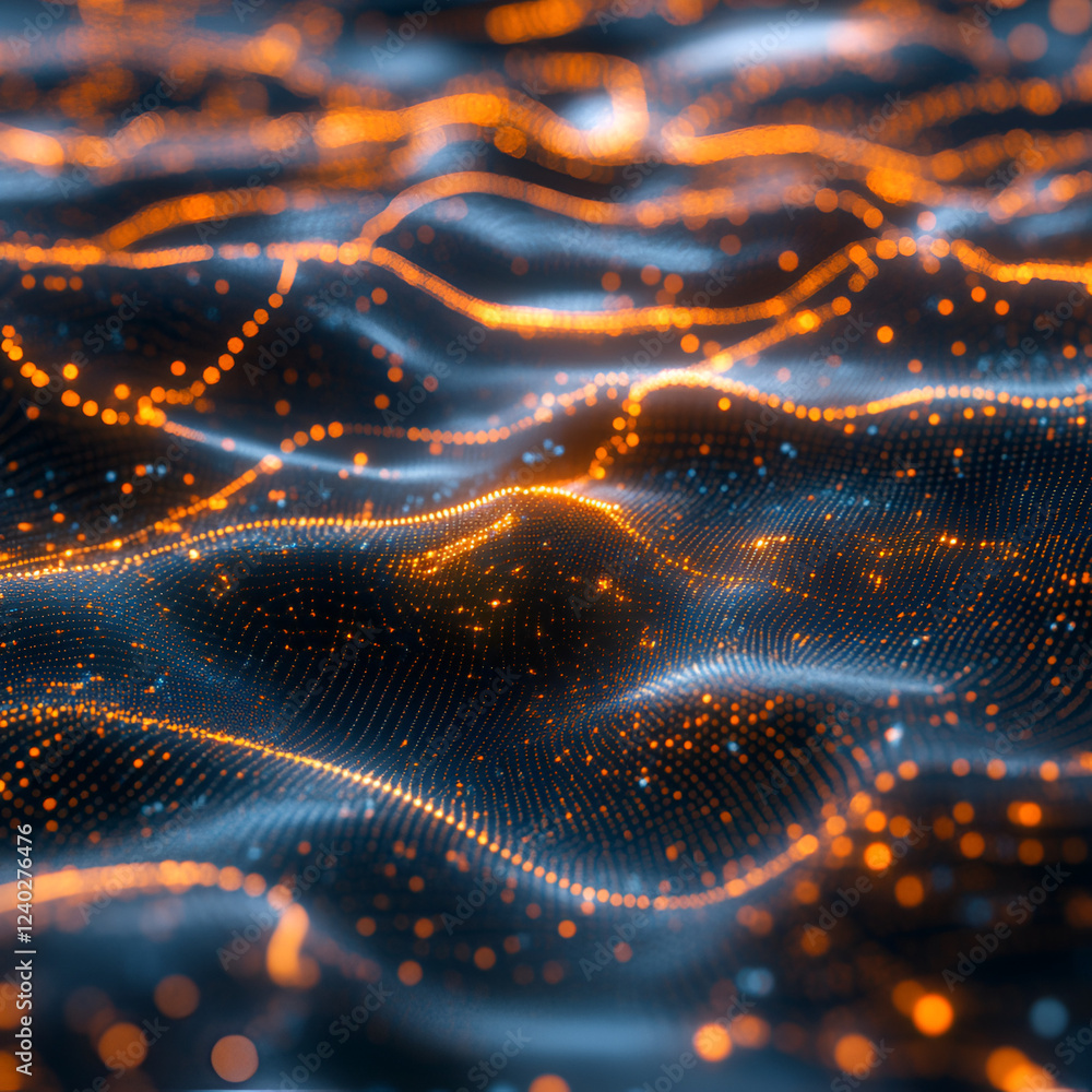 Poster digital flow: a vibrant, dynamic digital representation of data flow, showcasing interconnected poin