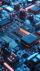 Fototapeta premium Futuristic Electronics Factory Powered by AI: Innovating Tomorrow's Technology Today