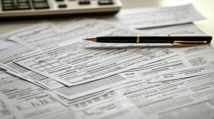 Tax Season Documents and Pen