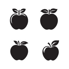 High-Quality Vector Silhouette of an Apple on White Background