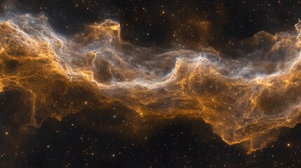 Obraz premium Golden Nebula Cosmic Cloudscape Space Art