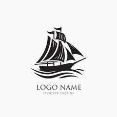 Speedboat, boat, yacht, sea, marine, ship logo fully editable vector template
