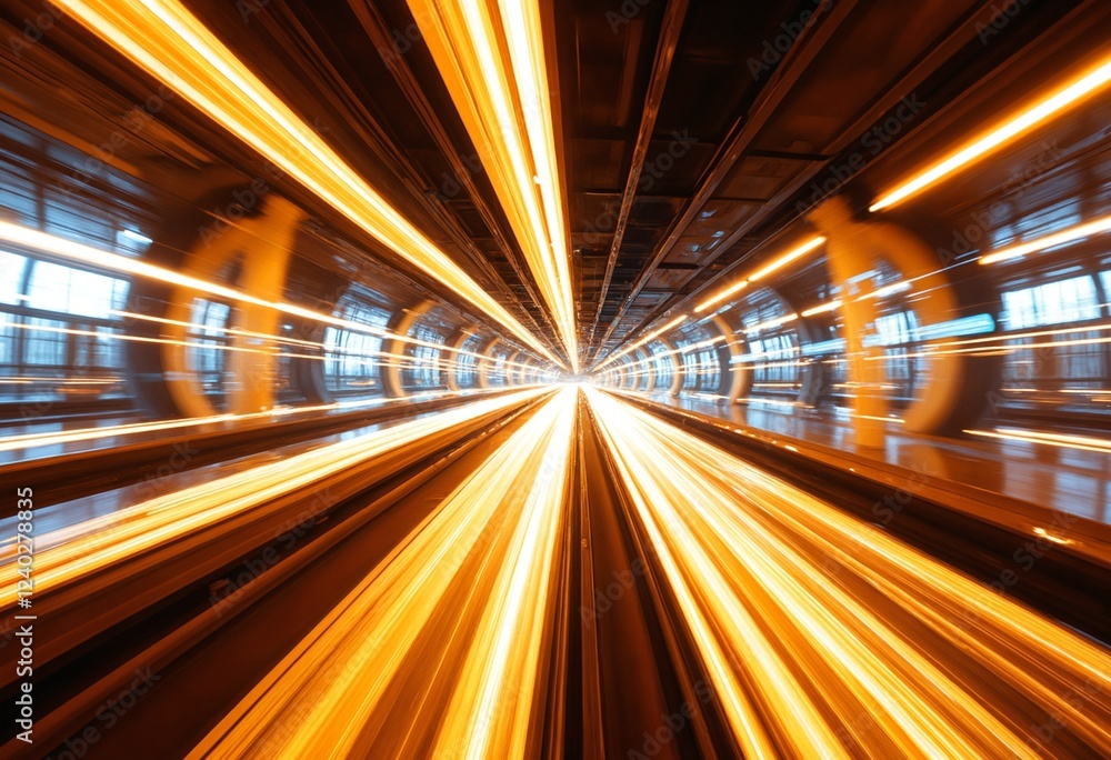 Poster futuristic tunnel background light trails speed light background