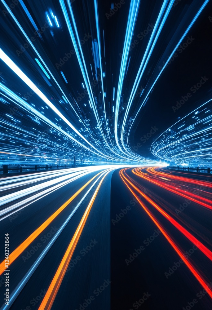 Aufkleber futuristic tunnel background light trails speed light background