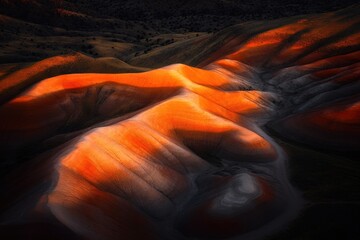 Mesmerizing landscape of vibrant painted hills at sunset