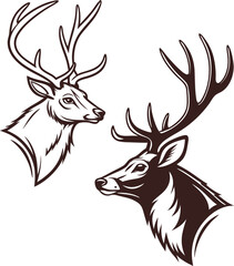 Naklejka premium Deer Head Silhouettes