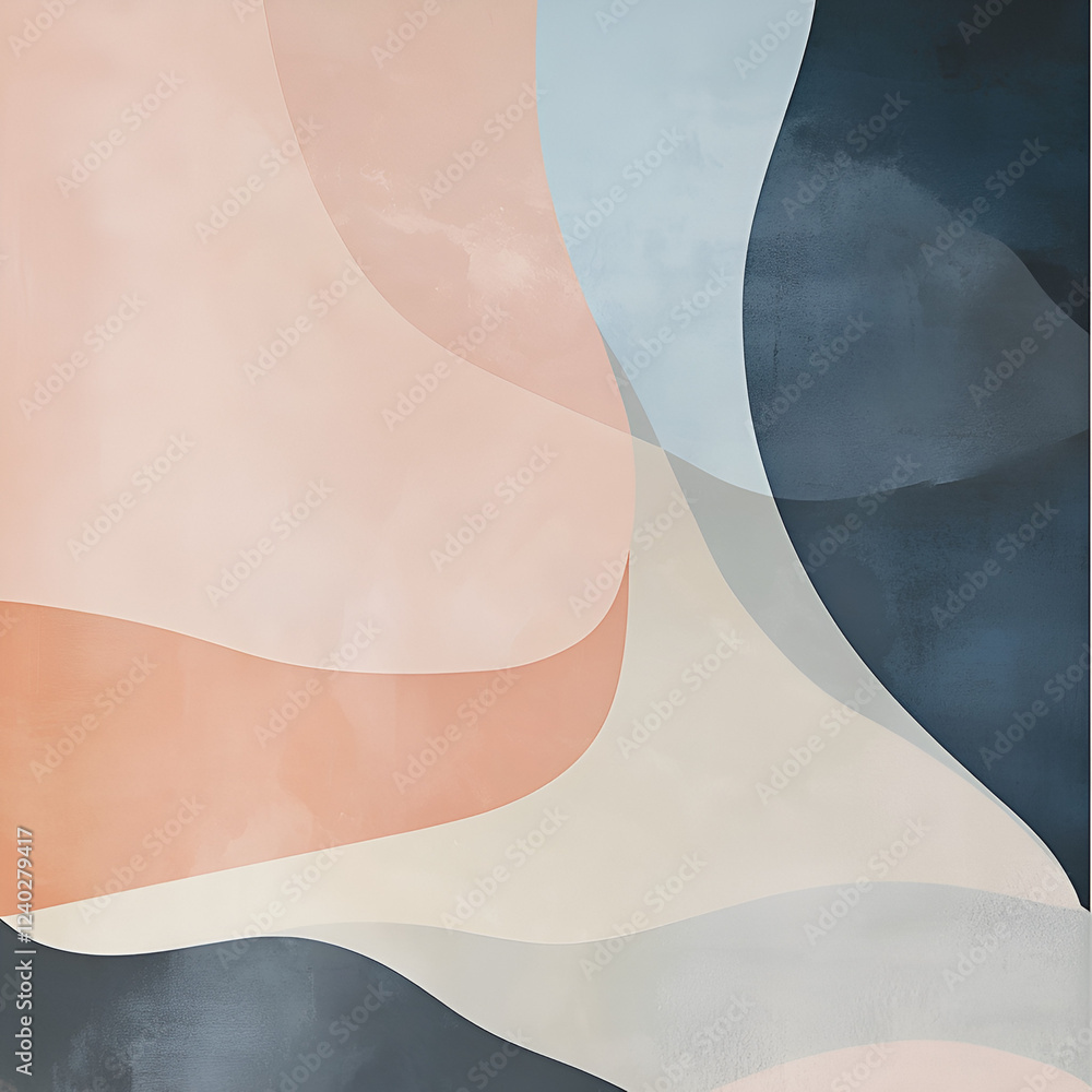 Poster abstract waves of color: a captivating abstract composition unfolds, featuring softly layered, organ