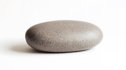 Smooth Gray Stone Pebble Isolated on White Background