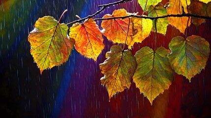 Obraz premium Autumn Leaves Raining Down Colorful Abstract Art
