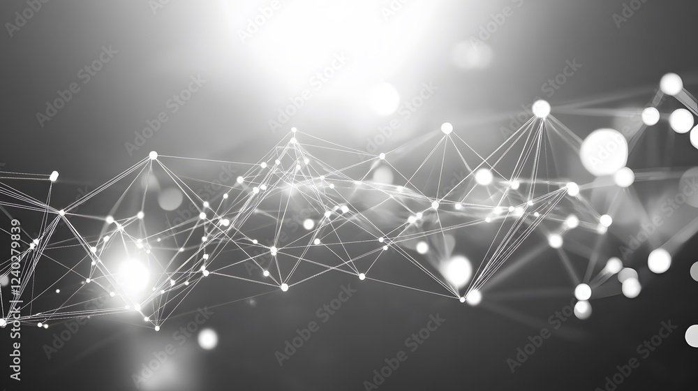 Poster abstract network connection dots lines gray background