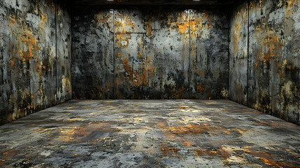 Obraz premium Grungy room, rusty walls, floor, dark. Background texture for design