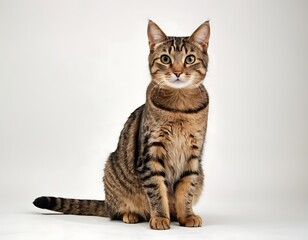 Obraz premium closeup of cat with cute happy smile angry face in plain white background