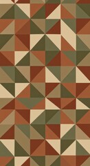 Obraz premium Geometric wallpaper with overlapping triangles in earthy tones (terracotta olive beige) pattern