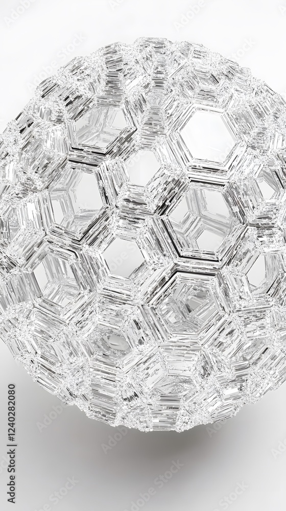 Poster abstract 3d silver hexagonal sphere geometric pattern design