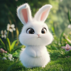 Obraz premium rabbit on the grass, generative AI illustration
