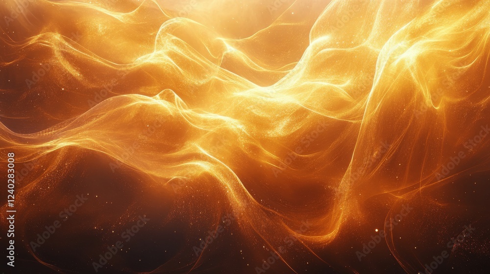 Poster vibrant golden swirls creating a captivating abstract pattern in warm tones