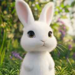 rabbit on the grass, generative AI illustration