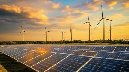 Renewable energy sources in a beautiful landscape.