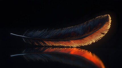 Glowing Dark Feather Abstract Art Background