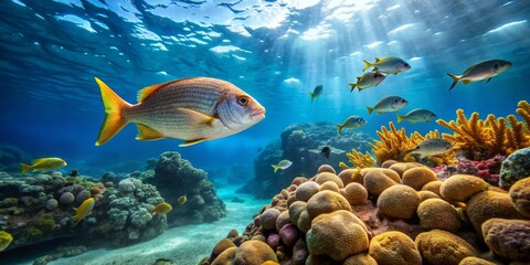 Fototapeta premium Colorful Marine Life and Vibrant Coral Reef Underwater Scene