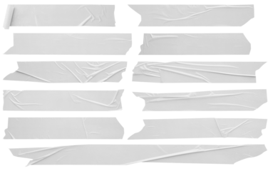 White adhesive plastic tape set isolated on white background