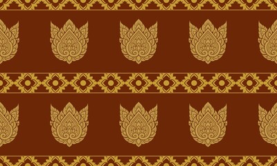 Thai seamless pattern with intricate traditional designs, perfect for artistic projects, fabric, prints, and digital designs. Adds a unique charm inspired by Thailand’s cultural heritage.