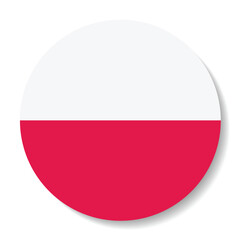 Poland flag. Button flag icon. Standard color. Circle icon flag. Computer illustration. Digital illustration. Vector illustration.