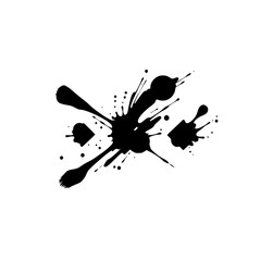 Abstract Black Ink Splatter on White Background: Grunge Texture, Vector Graphic Design Element