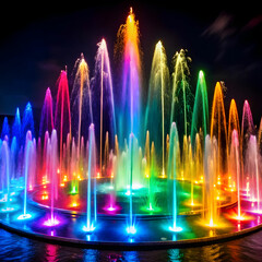 Closeup of Colorful Fountain Isolated on White Background"