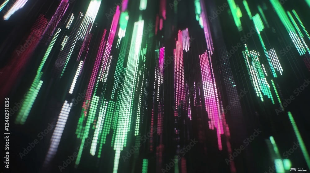 Aufkleber abstract background of colorful light patterns and digital glitch effects in motion with vibrant gre