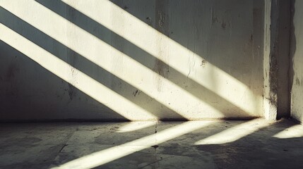 Crisp morning light casts bold diagonal shadows on a stark concrete wall, creating a striking geometric play.