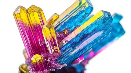 Vibrant Multicolored Tourmaline Crystal Cluster Closeup