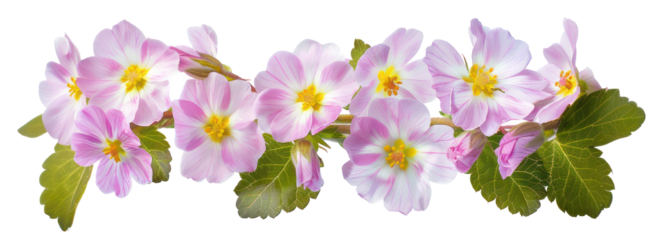 PNG Pink primrose flowers with leaves